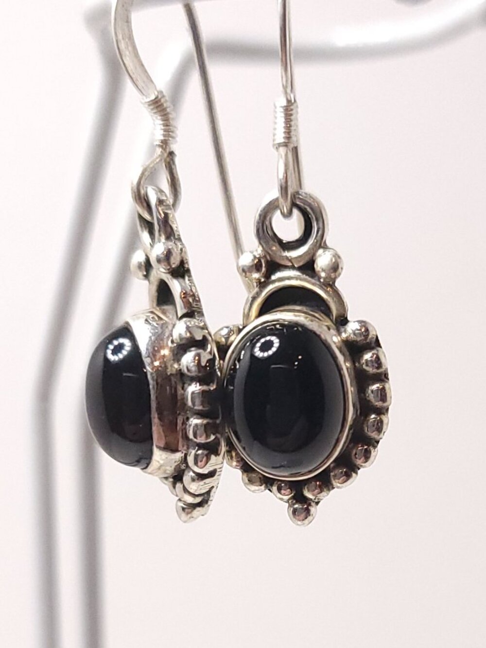 Sterling Silver Onyx Pierced Earrings